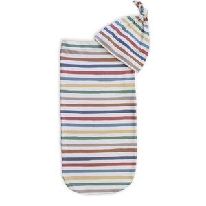 Striped Baby Cutie Cocoon Swaddle and Hat Set
